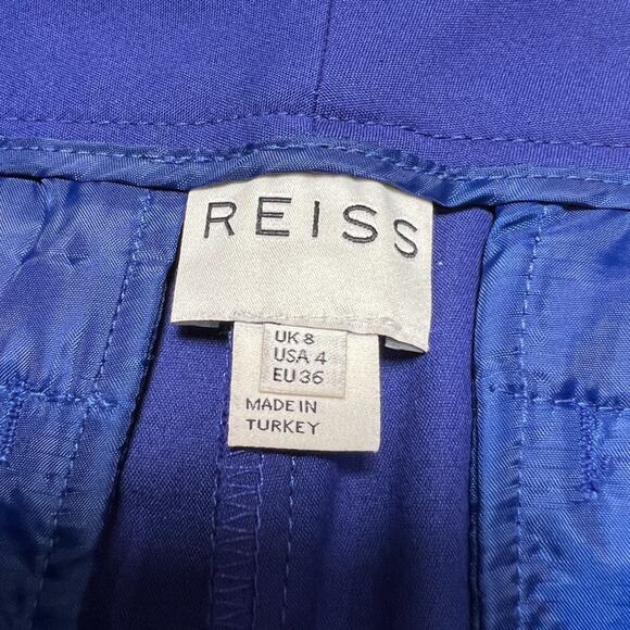 REISS Joanna Straight Tailored Trousers SIZE 4 Royal Blue Stretch Dress Pants - Picture 3 of 10